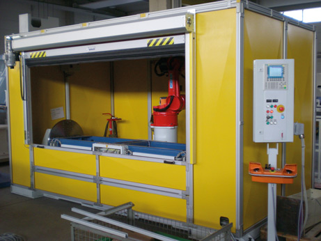 Enclosure with yellow, swelled metal sheet Enclosure with yellow, swelled metal sheet